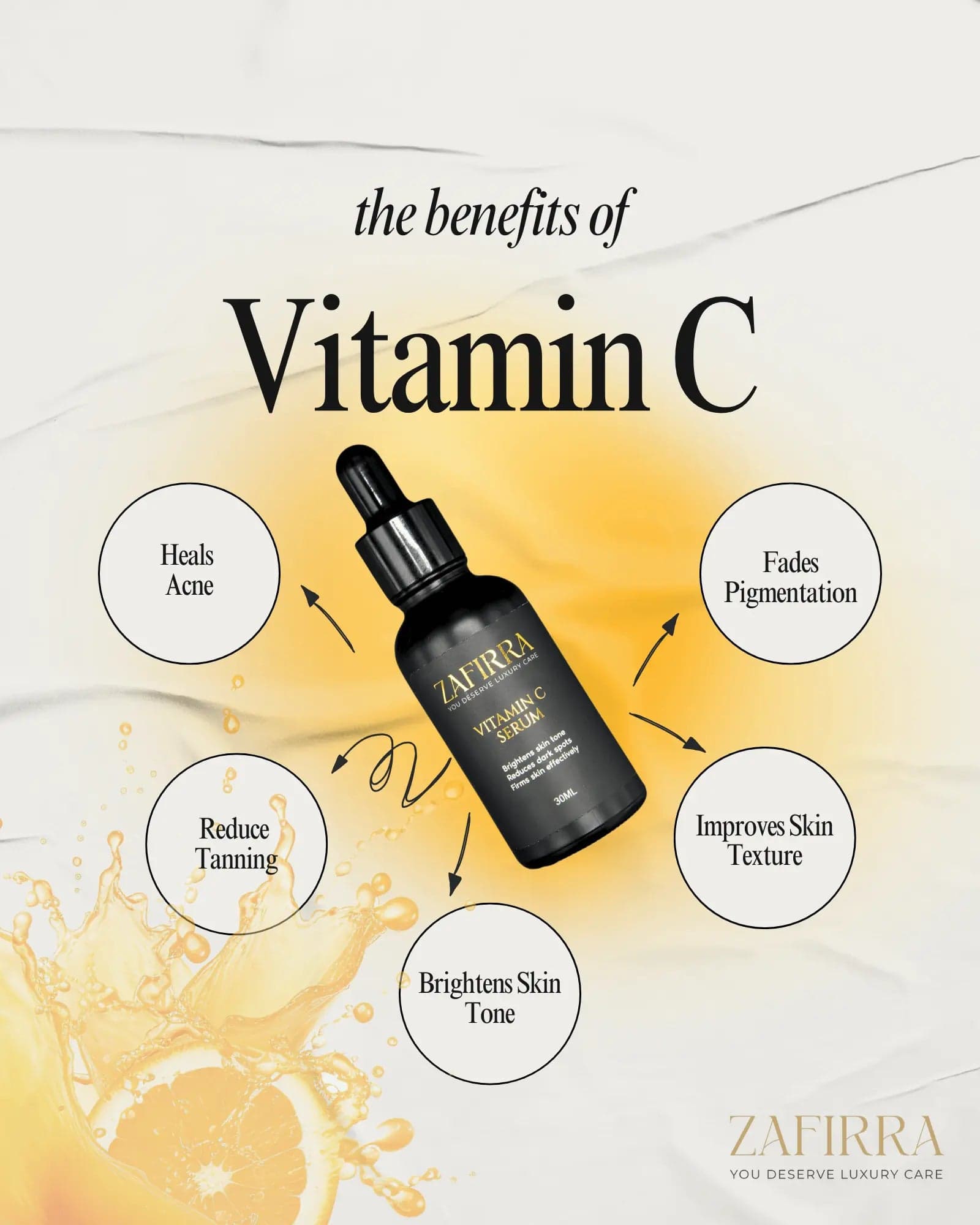 Zafirra Brightening Vitamin C Serum (Light, Non-Greasy) thumbnail 3